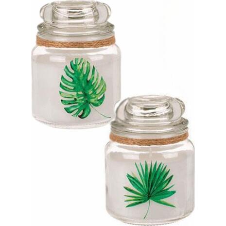 Διακοσμητικό κερί σε γυάλινο βάζο σε διάφορα σχέδια Υ10cm. Ø8εκ.