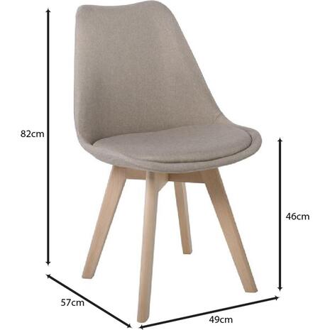 MARTIN Καρέκλα Οξιά Φυσικό, Ύφασμα Μπεζ, Μονταρισμένη Ταπετσαρία (σετ 4 τεμαχίων) (ΕΜ136,94F)