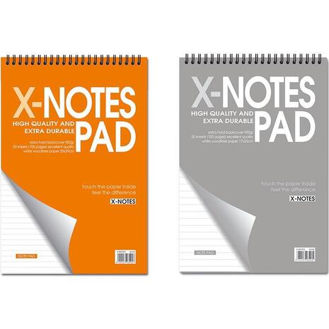 Μπλοκ σπιράλ X-Notes 21x29εκ ριγέ 70 φύλλων (διάφορα χρώματα)