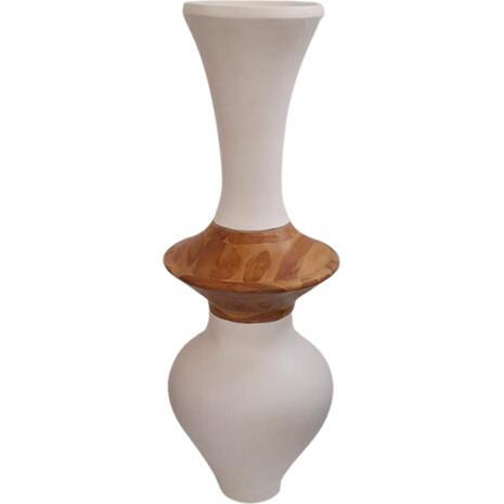 ΔΙΑΚΟΣΜΗΤΙΚΟ ΒΑΖΟ ΔΑΠΕΔΟΥ NEBULA HM4660.02S FIBER CEMENT ΛΕΥΚΟ--ΞΥΛΟ ΤΕΑΚ Φ45x115Υεκ