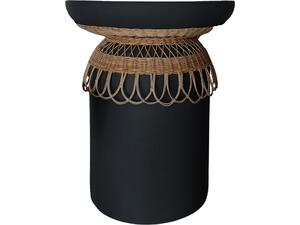 ΒΟΗΘΗΤΙΚΟ ΤΡΑΠΕΖΙ PRILEP HM18159.01 FIBER CEMENT ΜΑΥΡΟ & RATTAN--Φ60x76,5Υεκ