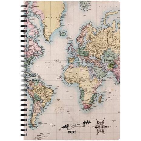 Τετράδιο σπιράλ 2 θεμάτων 21x29cm Next trends world map II