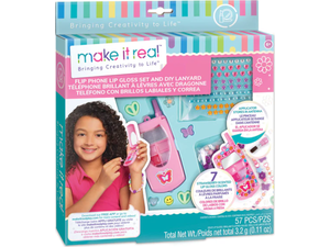 Make It Real Beauty Flip Phone Lip Gloss Set And DIY Lanyard