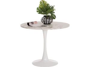 ΤΡΑΠΕΖΙ ΤΡΑΠΕΖΑΡΙΑΣ ROLLO HM9421.11 ΣΤΡΟΓΓΥΛΟ WHITE MARBLE Φ90x74Υεκ.