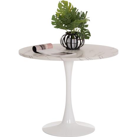 ΤΡΑΠΕΖΙ ΤΡΑΠΕΖΑΡΙΑΣ ROLLO HM9421.11 ΣΤΡΟΓΓΥΛΟ WHITE MARBLE Φ90x74Υεκ.