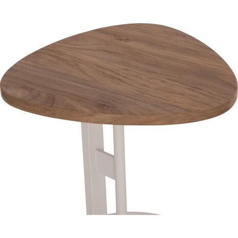 ΒΟΗΘΗΤΙΚΟ ΤΡΑΠΕΖΙ ΟΒΑΛ ALPER HM18328 MDF SONAMA--ΜΕΤΑΛΛΟ ΛΕΥΚΟ 50x50x51Υεκ.
