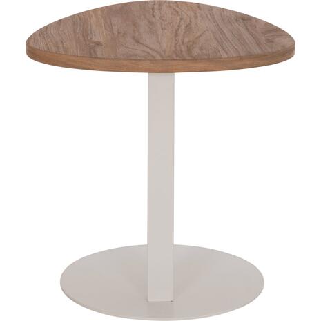 ΒΟΗΘΗΤΙΚΟ ΤΡΑΠΕΖΙ ΟΒΑΛ ALPER HM18328 MDF SONAMA--ΜΕΤΑΛΛΟ ΛΕΥΚΟ 50x50x51Υεκ.