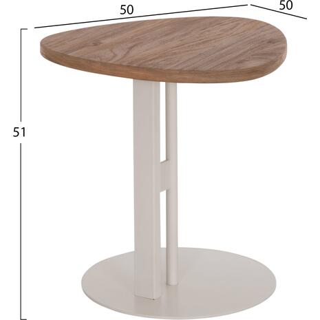 ΒΟΗΘΗΤΙΚΟ ΤΡΑΠΕΖΙ ΟΒΑΛ ALPER HM18328 MDF SONAMA--ΜΕΤΑΛΛΟ ΛΕΥΚΟ 50x50x51Υεκ.
