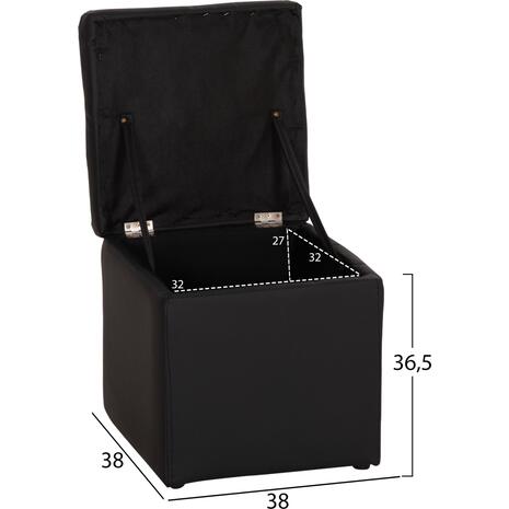 ΣΚΑΜΠΩ ΜΕ ΑΠΟΘΗΚΕΥΤΙΚΟ ΧΩΡΟ PU ΜΑΥΡΟ CUBE HM224.01 38x38x36.5Υεκ.