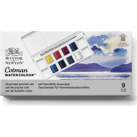 Κασετίνα Pocket Set Winsor & Newton Cotman Νερομπογιές με 8 χρώματα Skyscape & Πινέλο