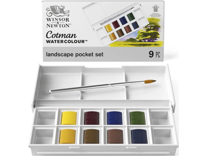 Κασετίνα Winsor & Newton Cotman Νερομπογιές με 8 πλακάκια Landscape & Πινέλο