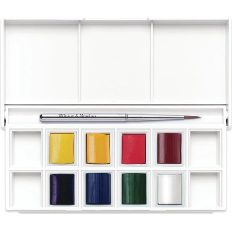 Κασετίνα Winsor & Newton Cotman Νερομπογιές με 8 πλακάκια Floral & Πινέλο