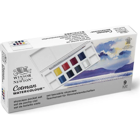 Κασετίνα Winsor & Newton Cotman Νερομπογιές με 8 πλακάκια Floral & Πινέλο