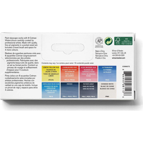 Κασετίνα Winsor & Newton Cotman Νερομπογιές με 8 πλακάκια Floral & Πινέλο