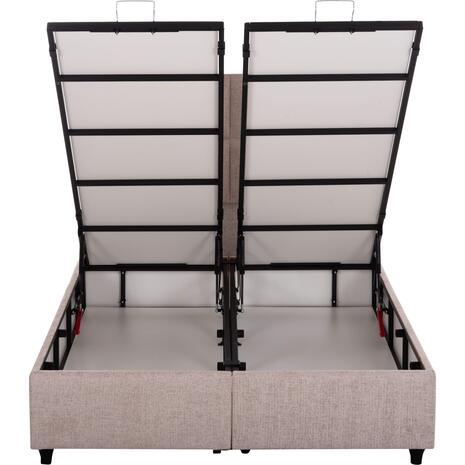 ΚΡΕΒΑΤΙ MILO ΜΕ ΑΠΟΘ.ΧΩΡΟ HM738.22 ΜΠΕΖ TEDDY ΥΦΑΣΜΑ ΓΙΑ ΣΤΡΩΜΑ 140x200εκ