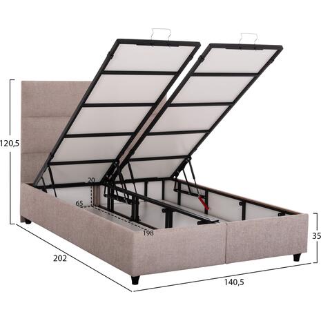 ΚΡΕΒΑΤΙ MILO ΜΕ ΑΠΟΘ.ΧΩΡΟ HM738.22 ΜΠΕΖ TEDDY ΥΦΑΣΜΑ ΓΙΑ ΣΤΡΩΜΑ 140x200εκ