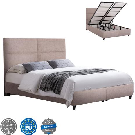 ΚΡΕΒΑΤΙ MILO ΜΕ ΑΠΟΘ.ΧΩΡΟ HM738.22 ΜΠΕΖ TEDDY ΥΦΑΣΜΑ ΓΙΑ ΣΤΡΩΜΑ 140x200εκ