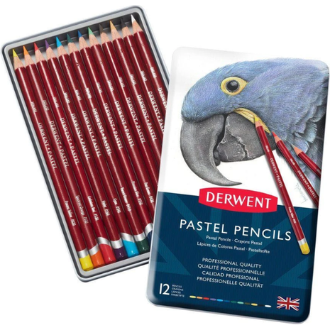 Μεταλλική Κασετίνα Derwent με 12 Μολύβια Pastel