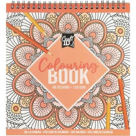 Βιβλίο Ζωγραφικής Σπιράλ Craft ID Colouring Book 48 Σχέδια 21x20cm 120gr Πορτοκαλί
