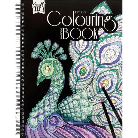 Βιβλίο Ζωγραφικής Σπιράλ Craft ID Colouring Book 100 Σχέδια 21x28cm Παγώνι