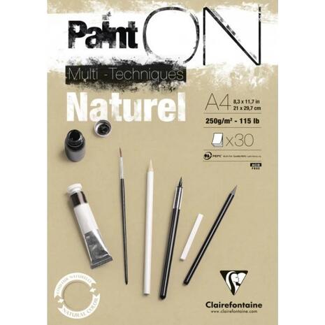 Μπλοκ Clairefontaine Mix Media PaintON Naturel 30 φύλλων A4 (21x29,7cm) 250gr