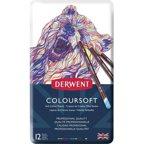 Μεταλλική κασετίνα Derwent Coloursoft με 12 ξυλομπογιές