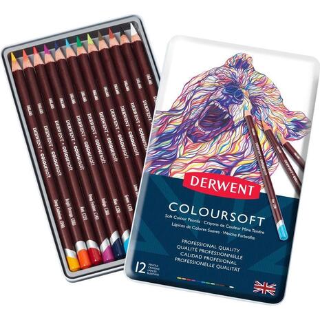 Μεταλλική κασετίνα Derwent Coloursoft με 12 ξυλομπογιές