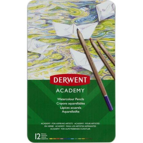 Μεταλλική κασετίνα Derwent Academy με 12 μολύβια ακουαρέλας