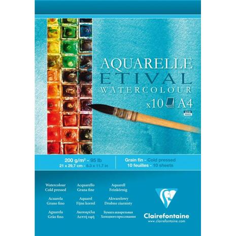 Μπλοκ Ακουαρέλας Clairefontaine Etival 10Φ Cold Pressed A4 (21x29,7cm) 200g