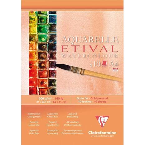 Μπλοκ Ακουαρέλας Clairefontaine Etival 10Φ Cold Pressed A4 (21x29,7cm) 300g