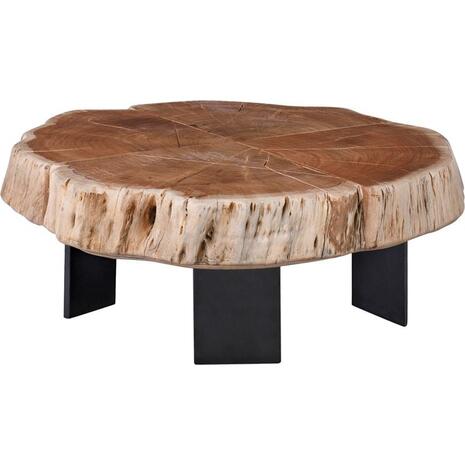 SIVA Τραπεζάκι Σαλονιού Καθιστικού, Μέταλλο Βαφή Ανθρακί, Ακακία Φυσικό (ΕΑ7084)