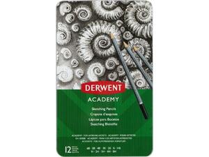 Μολύβια σχεδίου Derwent Academy σε μεταλλική κασετίνα (σετ 12 τεμαχίων)