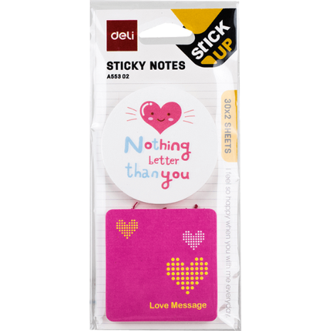 Χαρτιά σημειώσεων Deli-EA55302 Stick Up 51x51mm 2x30 φύλλα (διάφορα σχέδια)