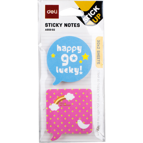 Χαρτιά σημειώσεων Deli-EA55302 Stick Up 51x51mm 2x30 φύλλα (διάφορα σχέδια)