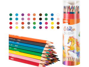 Ξυλομπογιές τριγωνικές + ξύστρα Deli Colorun Φ2.9mm (πακέτο 36 τεμαχίων) (Διάφορα χρώματα)