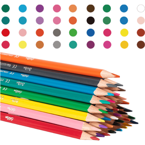 Ξυλομπογιές τριγωνικές + ξύστρα Deli Colorun Φ2.9mm (πακέτο 36 τεμαχίων) (Διάφορα χρώματα)