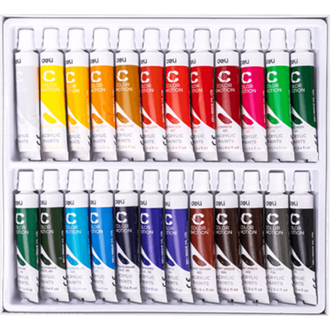Σετ 24 ακρυλικών χρωμάτων των 12ml Deli color emotion (Διάφορα χρώματα)