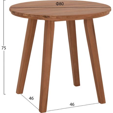 TΡΑΠΕΖΙ ΤΡΑΠΕΖΑΡΙΑΣ ΣΤΡΟΓΓΥΛΟ DANTE HM6379 ΞΥΛΟ TEAK Φ80x75Υεκ.