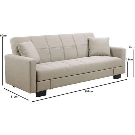 KELSO Καναπές - Κρεβάτι με Αποθηκευτικό Χώρο, 3Θέσιος, Ύφασμα Cappuccino (Ε9928,3)