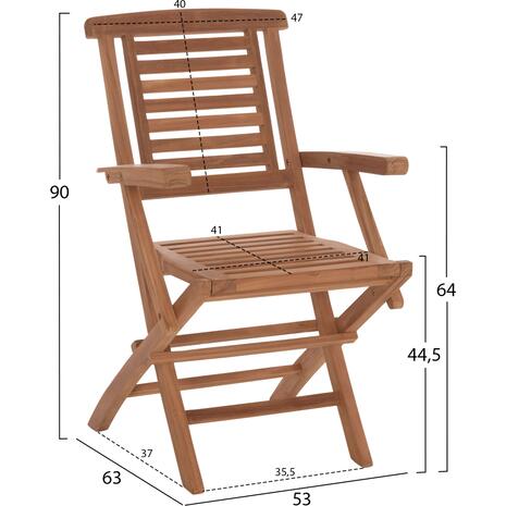 ΠΟΛΥΘΡΟΝΑ ΤΡΑΠΕΖΑΡΙΑΣ ΠΤΥΣΣΟΜΕΝΗ CRANDER HM6377 ΞΥΛΟ TEAK 53x63x90Υεκ. (σετ 2 τεμαχίων)