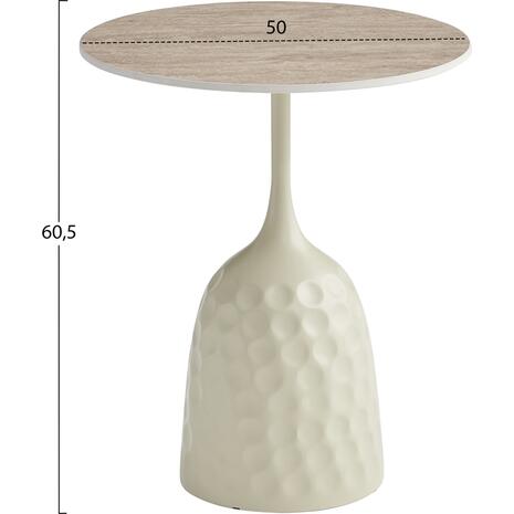 ΤΡΑΠΕΖΙ ΣΑΛΟΝΙΟΥ LONGSTEM HM18317.04 ΒΑΣΗ ΣΑΜΠΑΝΙ--ΚΕΡΑΜΙΚΟ TOP TRAVERTINE STONE Φ50