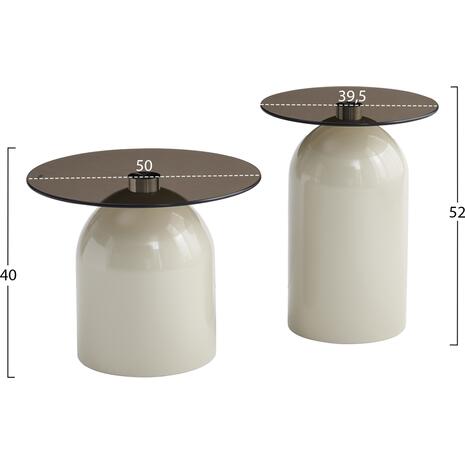 ΣΕΤ 2 ΤΡΑΠΕΖΙΑ ΣΑΛΟΝΙΟΥ BELLINS HM18314.04 ΜΠΕΖ ΜΕΤΑΛ.ΒΑΣΕΙΣ--ΓΥΑΛΙ Φ50εκ & Φ39,5εκ