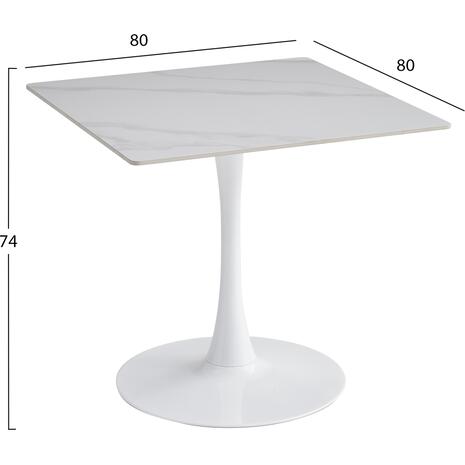 ΤΡΑΠΕΖΙ ΤΡΑΠΕΖΑΡΙΑΣ TETRAN HM18315.01 ΒΑΣΗ ΛΕΥΚΗ--SINTERED STONE SNOW WHITE 80x80x74Υεκ