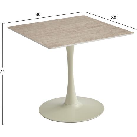 ΤΡΑΠΕΖΙ ΤΡΑΠΕΖΑΡΙΑΣ TETRAN HM18315.04 ΒΑΣΗ ΣΑΜΠΑΝΙ--SINTERED STONE ΧΡΩΜΑ ΤΡΑΒΕΡΤΙΝΑ 80x80x74Υεκ