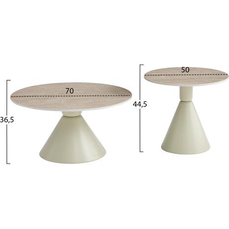 ΣΕΤ 2 ΤΡΑΠΕΖΙΑ ΣΑΛΟΝΙΟΥ JEN HM18305.04 ΜΕΤΑΛΛΟ ΣΑΜΠΑΝΙ-ΚΕΡΑΜΙΚΟ ΣΕ TRAVERTINE Φ50εκ & Φ70εκ