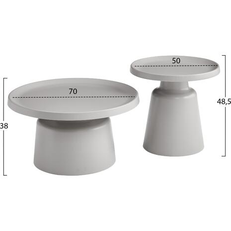 ΣΕΤ 2 ΤΡΑΠΕΖΙΑ ΣΑΛΟΝΙΟΥ RINKON2 HM18304.03 ΜΕΤΑΛΛΟ ΣΕ ΓΚΡΙ Φ50εκ & Φ70εκ