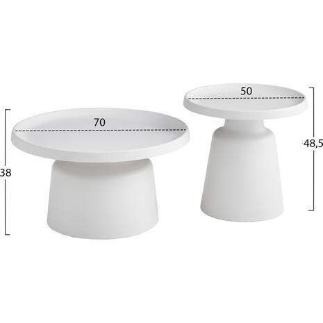 ΣΕΤ 2 ΤΡΑΠΕΖΙΑ ΣΑΛΟΝΙΟΥ RINKON2 HM18304.01 ΜΕΤΑΛΛΟ ΣΕ ΛΕΥΚΟ Φ49εκ & Φ69εκ