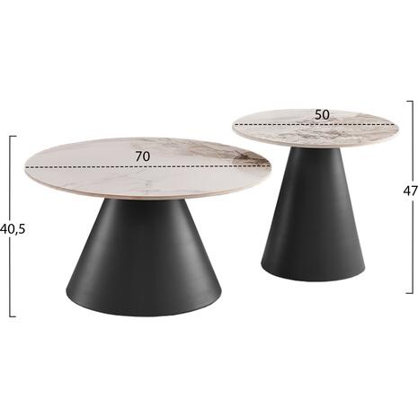 ΣΕΤ 2 ΤΡΑΠΕΖΙΑ ΣΑΛΟΝΙΟΥ RIDGE(X) HM18307.02 SINTERED STONE TOPS--ΒΑΣΕΙΣ ΜΑΥΡΕΣ Φ50 & Φ70