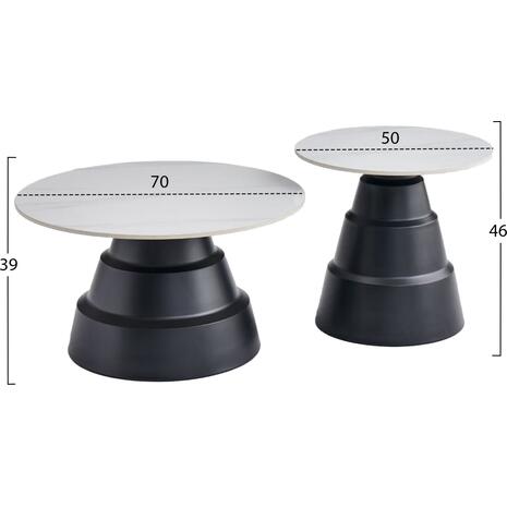 ΣΕΤ 2 ΤΡΑΠΕΖΙΑ ΣΑΛΟΝΙΟΥ LIDOX HM18306.02 SINTERED STONE TOP- SNOW WHITE ΧΡΩΜΑ Φ50 & Φ70