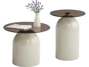 ΣΕΤ 2 ΤΡΑΠΕΖΙΑ ΣΑΛΟΝΙΟΥ BELLINS HM18314.04 ΜΠΕΖ ΜΕΤΑΛ.ΒΑΣΕΙΣ--ΓΥΑΛΙ Φ50εκ & Φ39,5εκ